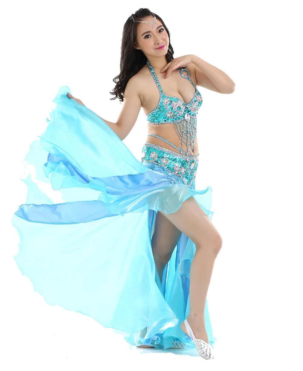 Belly Dance Costumes with Flannel Rose Skirt Belly Dance Dress 1 Set