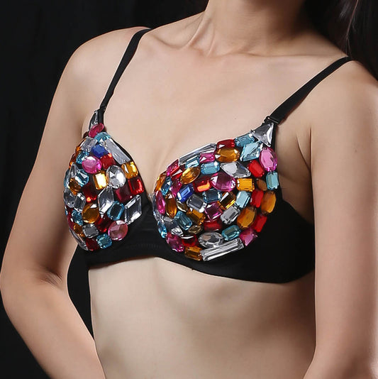 Danceshower Metallic Spike Punk Goth Bra Clubwear DS Bra Belly Dance Top