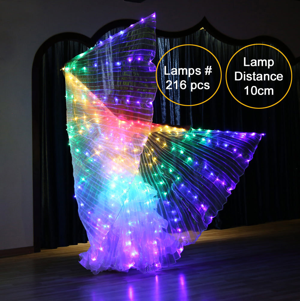 LED Isis Wings Carnival Halloween Shows Wings Costume Cloak LED Cape with Telescopic Sticks