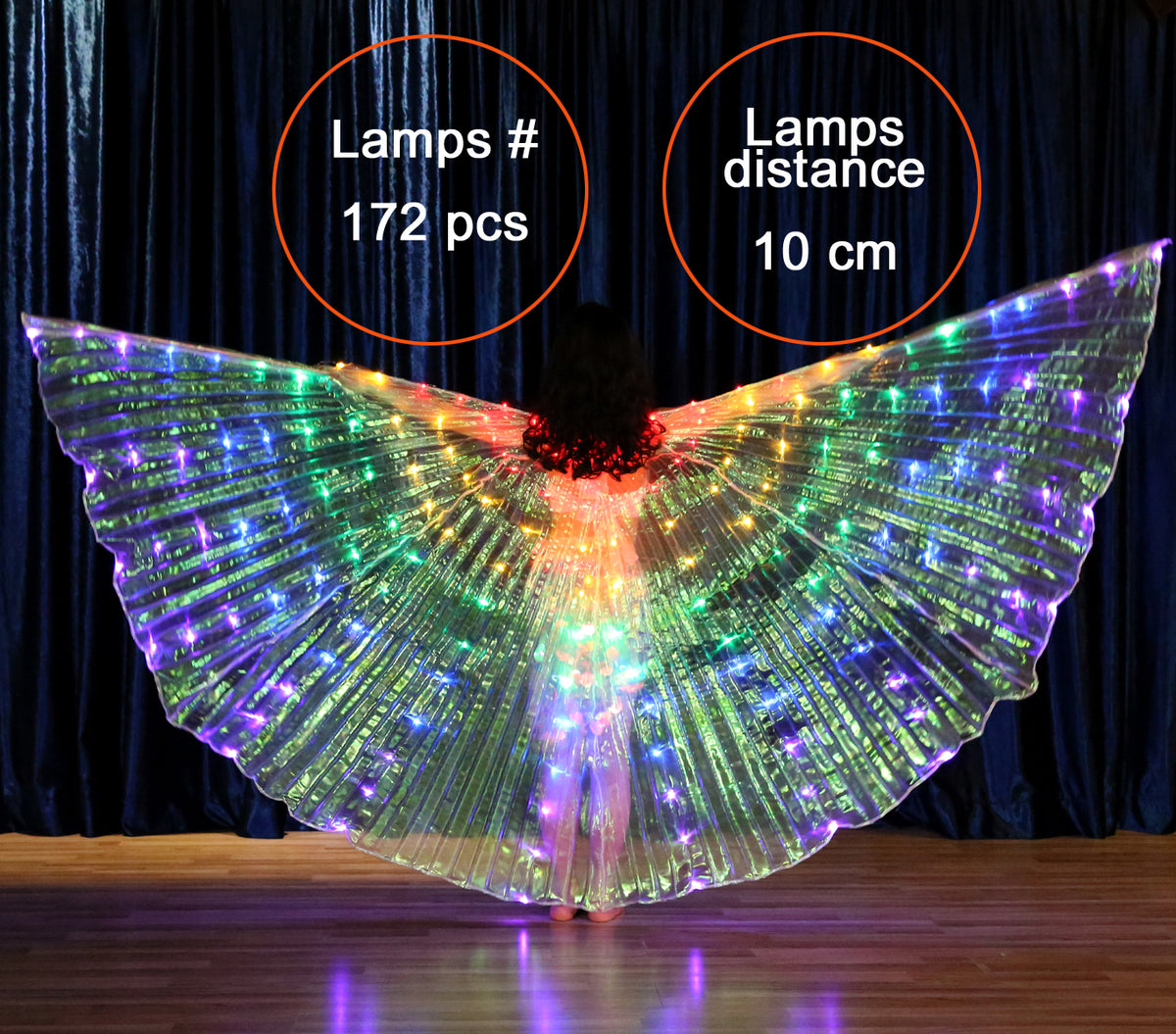 LED Isis Wings Carnival Halloween Shows Wings Costume Cloak LED Cape with Telescopic Sticks