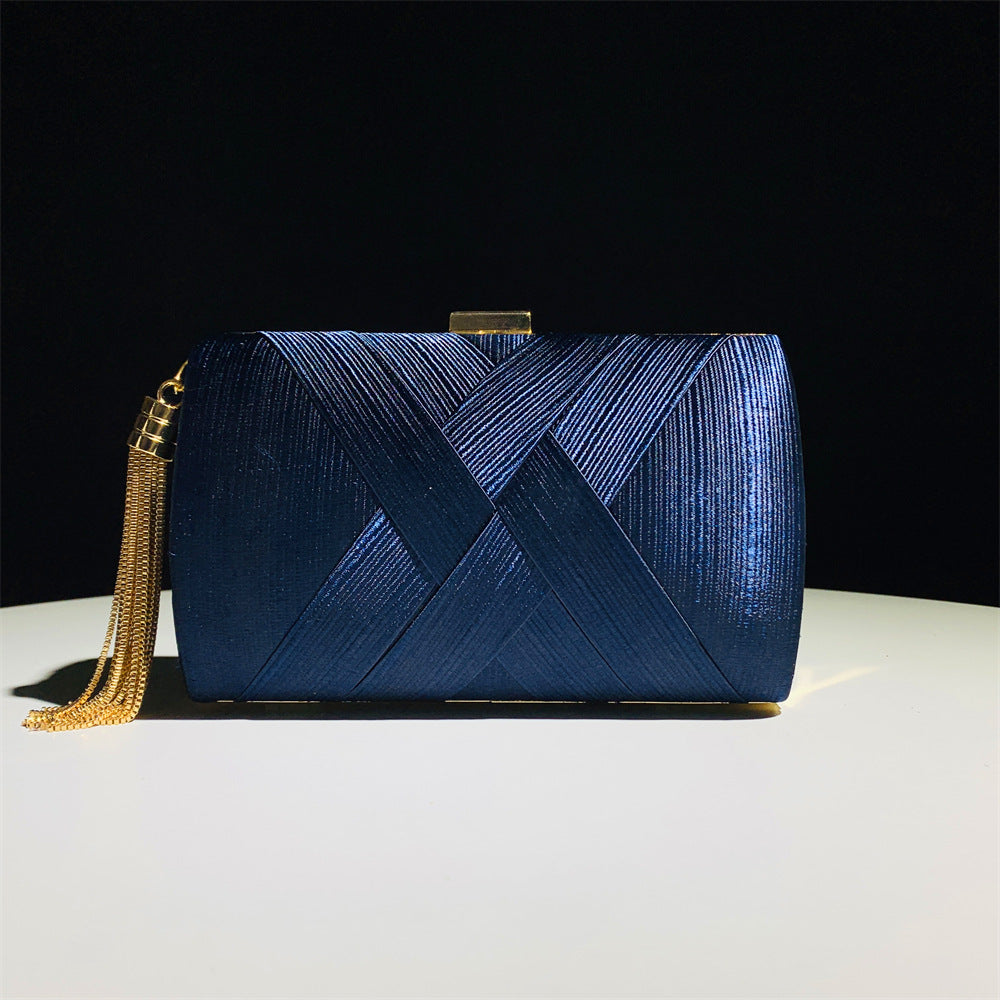Handheld Women's Evening Clutch Bags Silk Satin Party Handbags Bridal Wedding Purses with Tassel Pendant Evening Clutch Bags