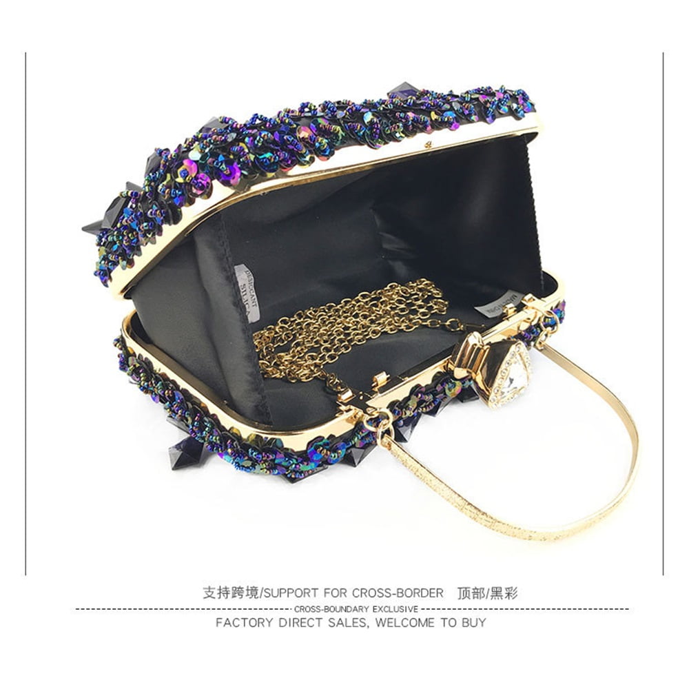 Handheld Evening Bag, Handmade Double-sided Beaded Bag, Sequined Bag, Evening Clutch for Women