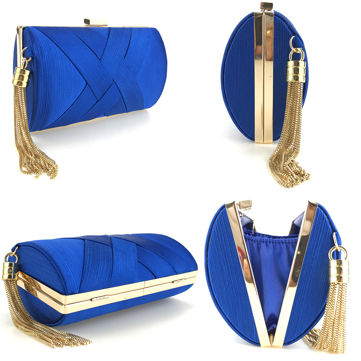 Handheld Women's Evening Clutch Bags Silk Satin Party Handbags Bridal Wedding Purses with Tassel Pendant Evening Clutch Bags
