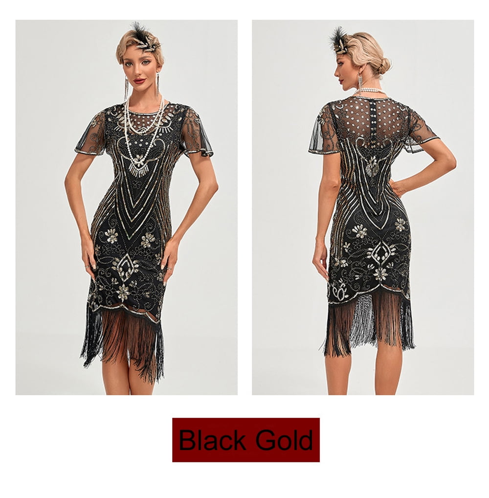 1920s Vintage Dress Summer Fringe Beaded Great Gatsby Flapper Evening Dress Party Cocktail Prom