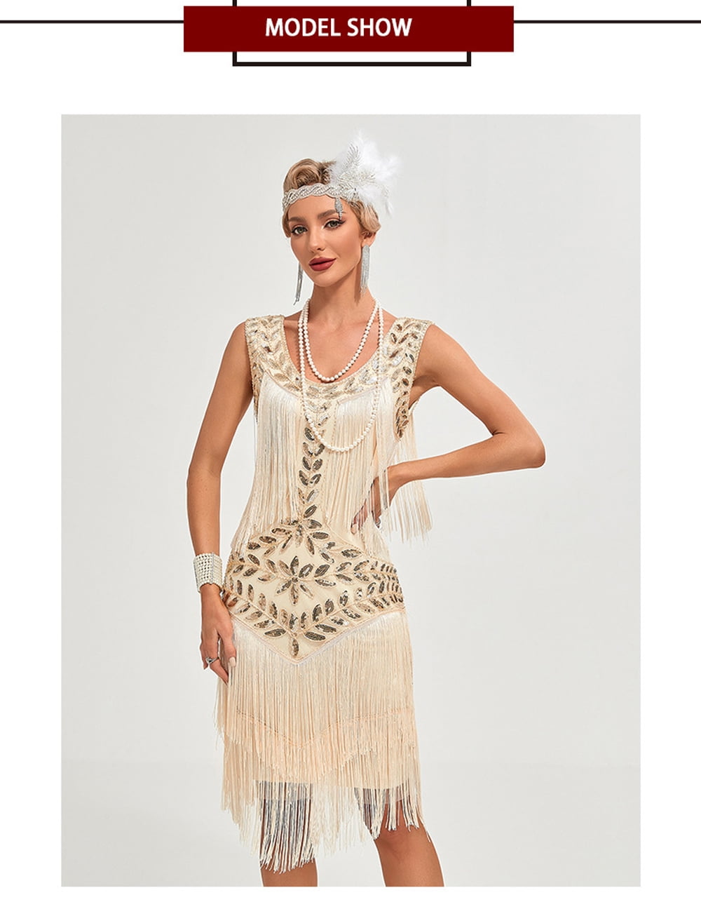 1920s Vintage Dress Summer Fringe Beaded Great Gatsby Flapper Evening Dress Party Cocktail Prom