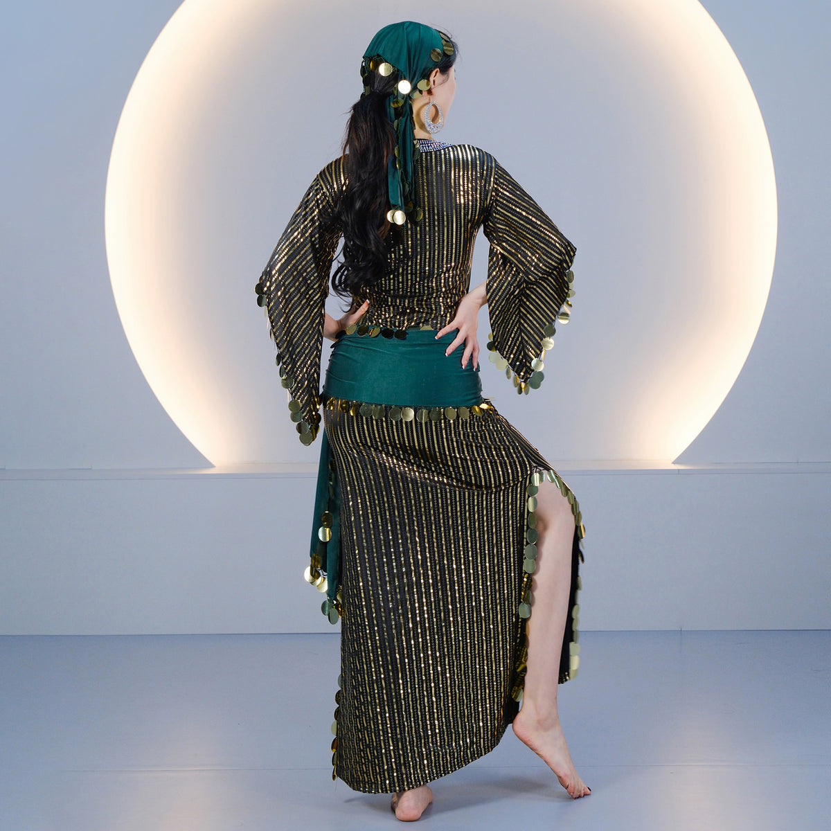 Elegant Egyptian Saidi Robe Cane Dance Costume with Embroidered Details for Stage Shows