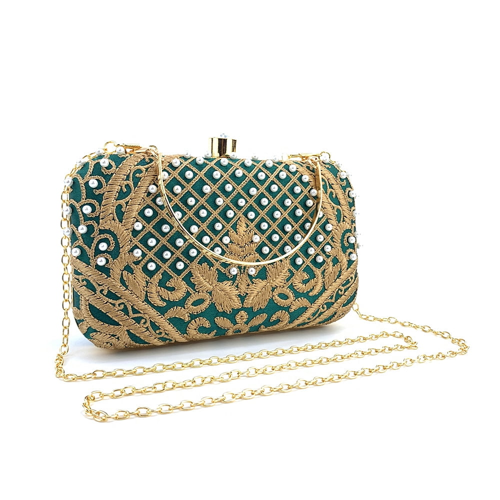 Embroidered Hand-beaded Evening Bag Vintage Pearl Evening Bag Wedding Purses for Women