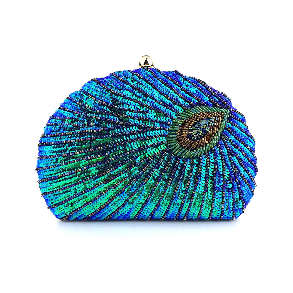 Handheld Women's Evening Clutch Bags Seashell Peacock Beaded Bag Banquet bag Handbags Bridal Wedding Purses