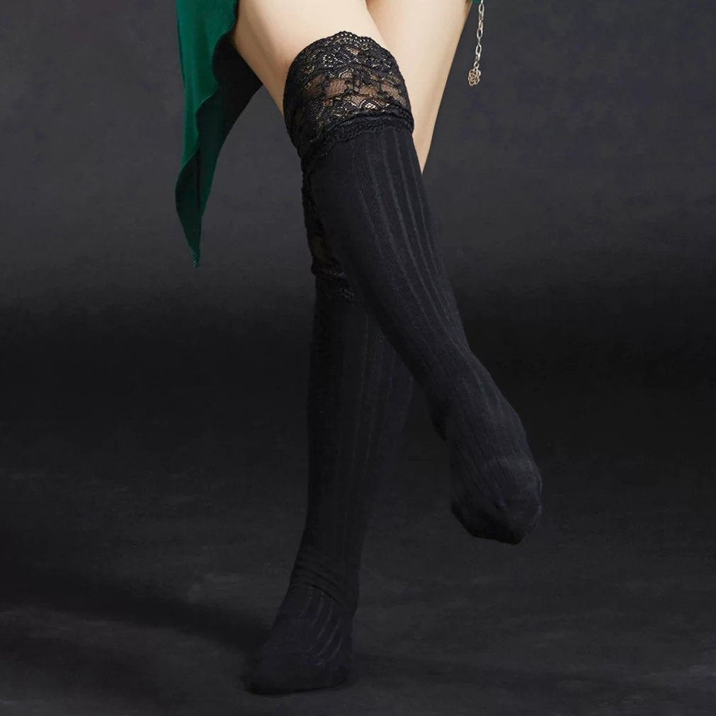 63CM Black Long Tube Socks, Feet Set, Foot Knee Socks, Anti-Slip Socks Dance Practice Socks, 1 Pairs or 2 Pairs