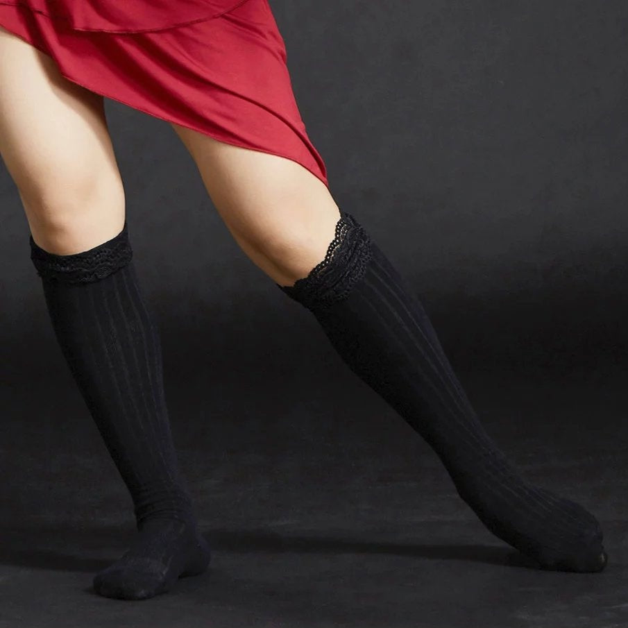 63CM Black Long Tube Socks, Feet Set, Foot Knee Socks, Anti-Slip Socks Dance Practice Socks, 1 Pairs or 2 Pairs