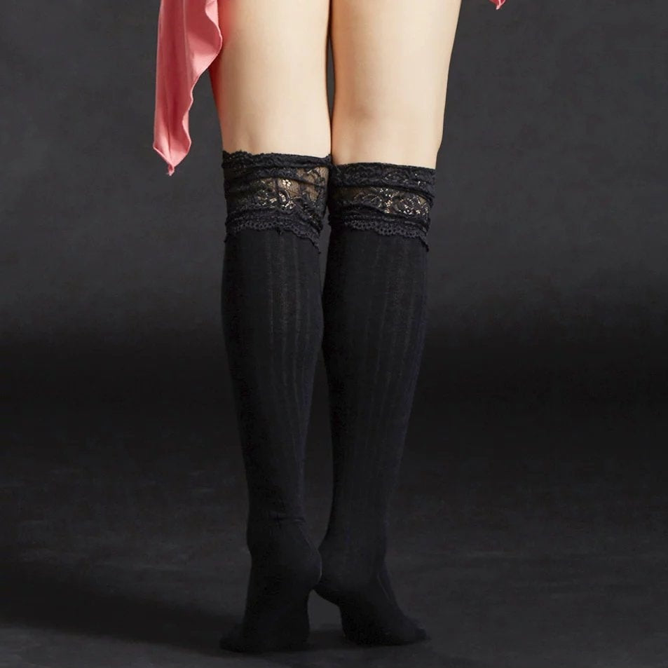 63CM Black Long Tube Socks, Feet Set, Foot Knee Socks, Anti-Slip Socks Dance Practice Socks, 1 Pairs or 2 Pairs