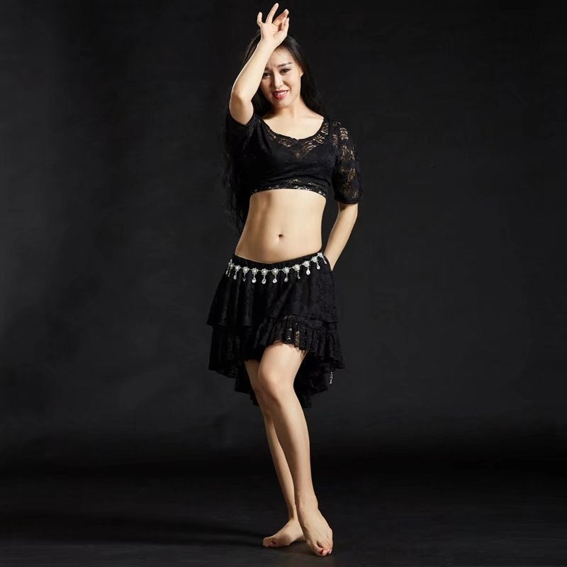 6 Colors Professional Floral Prints Lace, Dress Belly Dance Costumes, Oriental Belly Dance Costumes, Dress 1 Set