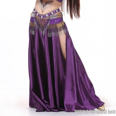 2-Sides Splitting Skirt, 14 Color 96cm(37.8 inch) Professional Dress, Double Forktailed Satin Skirt, Belly Dance Skirt