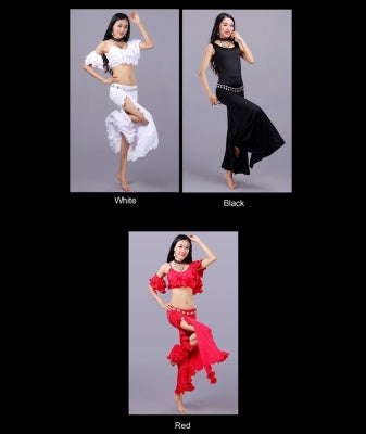 3 Color Milk Silk  V collar Bifurcation Bellydance Costumes, Bellydance Dress, Bellydance Suit 3 pcs