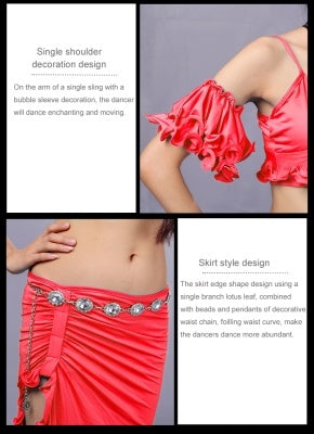 3 Color Milk Silk  V collar Bifurcation Bellydance Costumes, Bellydance Dress, Bellydance Suit 3 pcs