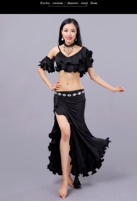 3 Color Milk Silk  V collar Bifurcation Bellydance Costumes, Bellydance Dress, Bellydance Suit 3 pcs
