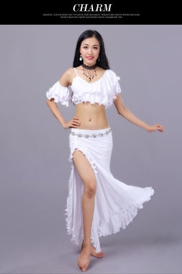 3 Color Milk Silk  V collar Bifurcation Bellydance Costumes, Bellydance Dress, Bellydance Suit 3 pcs
