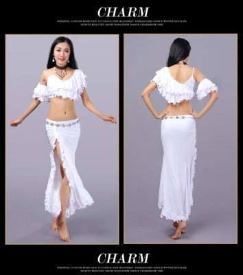 3 Color Milk Silk  V collar Bifurcation Bellydance Costumes, Bellydance Dress, Bellydance Suit 3 pcs