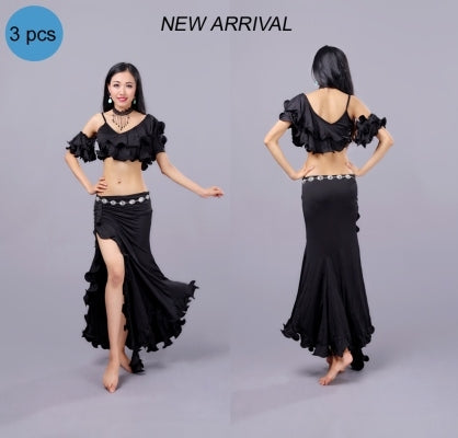 3 Color Milk Silk  V collar Bifurcation Bellydance Costumes, Bellydance Dress, Bellydance Suit 3 pcs