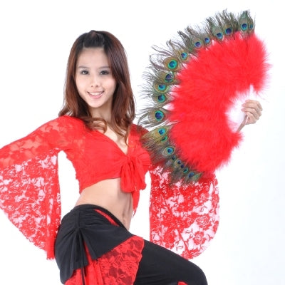 68x35cm 9 Colors 100% Feather Belly Dance Peacock Fans Belly Dance Prop Stage Activities Tools