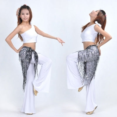 Sequined Triangle Scarf Waist Belly Dance Belly Dance Scarf Belly Dance Hip Scarf Triangle Beads Bellydance Belts
