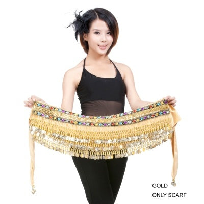 10 Color 248Pcs Gold Coins Double Color Rhinestone One Chain Waist Chain, Belly Dance Belt, Belly Dance Hip Scarf