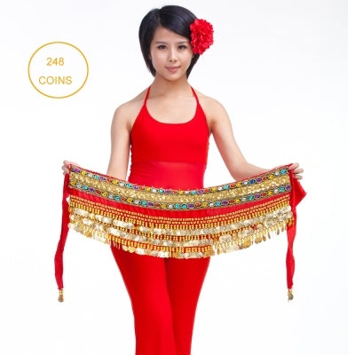 10 Color 248Pcs Gold Coins Double Color Rhinestone One Chain Waist Chain, Belly Dance Belt, Belly Dance Hip Scarf