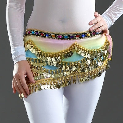 9 Color 328Pcs Gold Coins Color Yarn Waist Chain, Belly Dance Belt, Belly Dance Hip Scarf, Egypt Wasit Chain, Nile Waist Chain