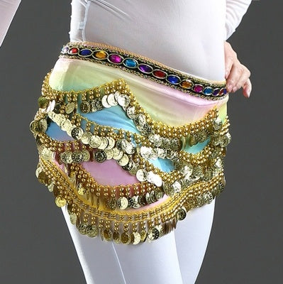 9 Color 328Pcs Gold Coins Color Yarn Waist Chain, Belly Dance Belt, Belly Dance Hip Scarf, Egypt Wasit Chain, Nile Waist Chain