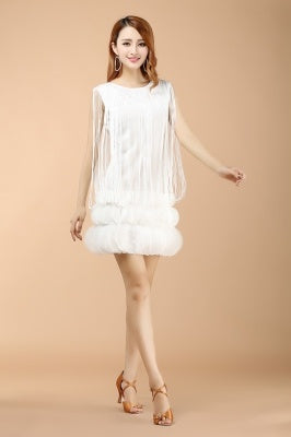 Professional And Sexy Latin Dance Costumes, Women's Adult Autumn Performance Costumes, Tassel Latin Dress Skirt