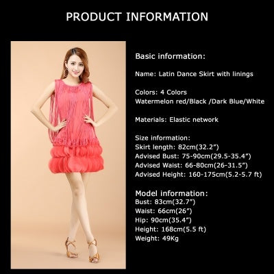 Professional And Sexy Latin Dance Costumes, Women's Adult Autumn Performance Costumes, Tassel Latin Dress Skirt