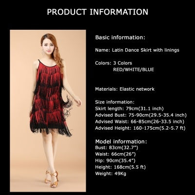 Professional And Sexy  3 Color Latin Dance Costumes, Women's Adult Autumn Performance Costumes, Tassel Latin Dress Skirt