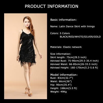 Professional And Sexy Latin Dance Costumes, Women's Adult Autumn Performance Costumes, Tassel Latin Dress Skirt