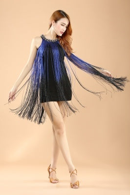 Professional And Sexy 3 Color Latin Dance Costumes, Women's Adult Autumn Performance Costumes, Tassel Latin Dress Skirt