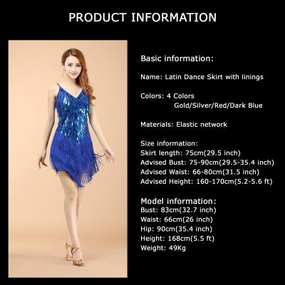Professional And Sexy 5 Color CLatin Dance Costumes, Women's Adult Autumn Performance Costumes, Tassel Latin Dress Skirt