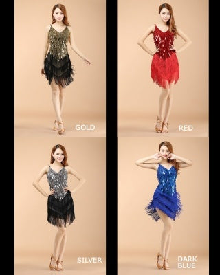 Professional And Sexy 5 Color CLatin Dance Costumes, Women's Adult Autumn Performance Costumes, Tassel Latin Dress Skirt