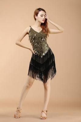 Professional And Sexy 5 Color CLatin Dance Costumes, Women's Adult Autumn Performance Costumes, Tassel Latin Dress Skirt