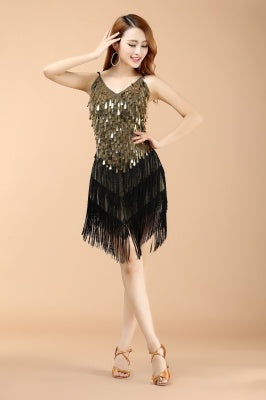 Professional And Sexy 5 Color CLatin Dance Costumes, Women's Adult Autumn Performance Costumes, Tassel Latin Dress Skirt