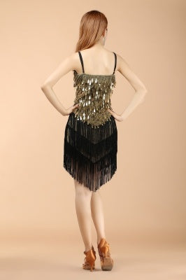 Professional And Sexy 5 Color CLatin Dance Costumes, Women's Adult Autumn Performance Costumes, Tassel Latin Dress Skirt