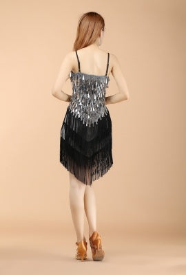 Professional And Sexy 5 Color CLatin Dance Costumes, Women's Adult Autumn Performance Costumes, Tassel Latin Dress Skirt