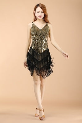 Professional And Sexy 5 Color CLatin Dance Costumes, Women's Adult Autumn Performance Costumes, Tassel Latin Dress Skirt