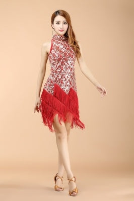 Professional And Sexy 5 Color Latin Dance Costumes, Women's Adult Autumn Performance Costumes, Tassel Latin Dress Skirt