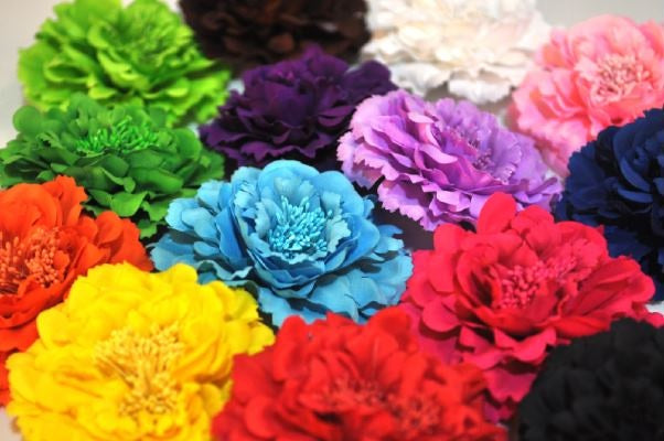 2023 14 Colors Girl Womenw Terylene Peony Flowers Lined Hair Bows Clips Barrettes for Teens Girls Women