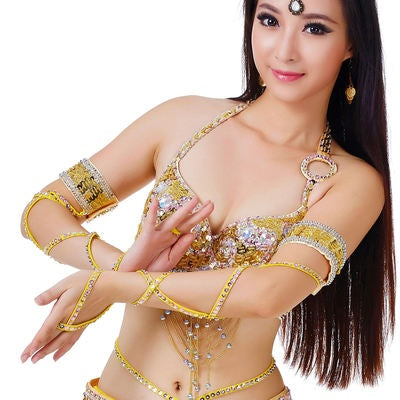 2023 Length 40cm(15.7 in) Sequin and Cloth Lightweiht Belly Dance Bracelet Belly Dance Snake Sleeves Sequin Arm Chain Accessory