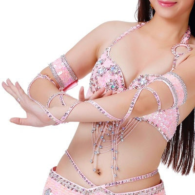 2023 Length 40cm(15.7 in) Sequin and Cloth Lightweiht Belly Dance Bracelet Belly Dance Snake Sleeves Sequin Arm Chain Accessory