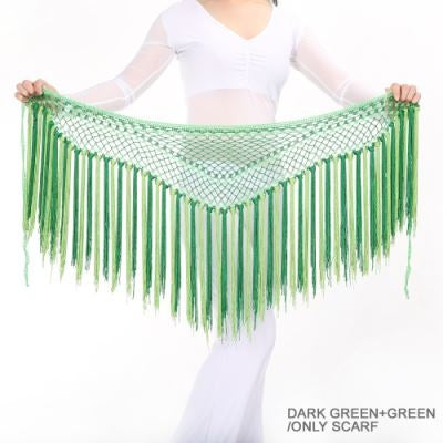 Nylon 150cm(59 in) Women's Belly Dance Two-tone Argentina Triangle Short Tassels Hip Scarf