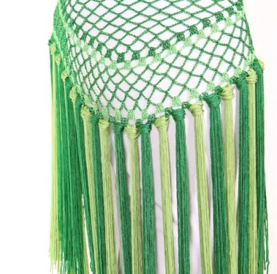 Nylon 150cm(59 in) Women's Belly Dance Two-tone Argentina Triangle Short Tassels Hip Scarf