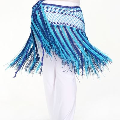 Nylon 150cm(59 in) Women's Belly Dance Two-tone Argentina Triangle Short Tassels Hip Scarf