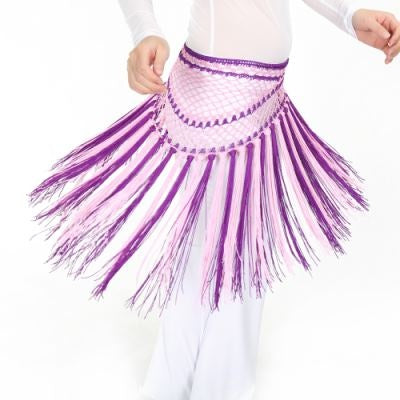 Nylon 150cm(59 in) Women's Belly Dance Two-tone Argentina Triangle Short Tassels Hip Scarf