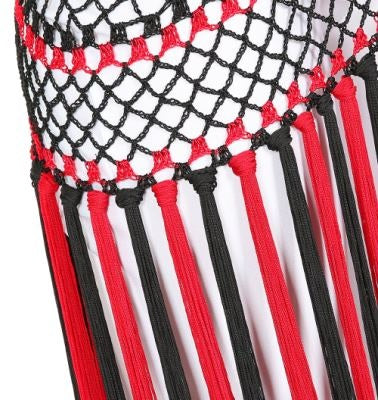 Nylon 150cm(59 in) Women's Belly Dance Two-tone Argentina Triangle Short Tassels Hip Scarf